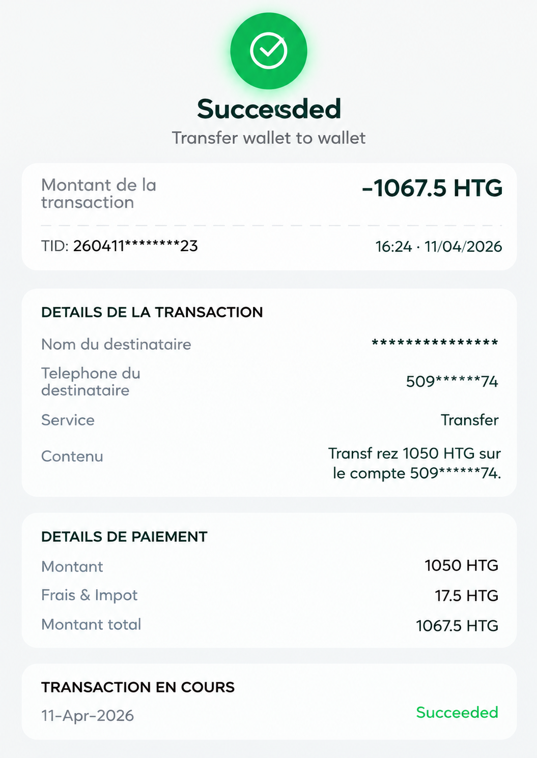 Preuve de paiement - @rosemille
